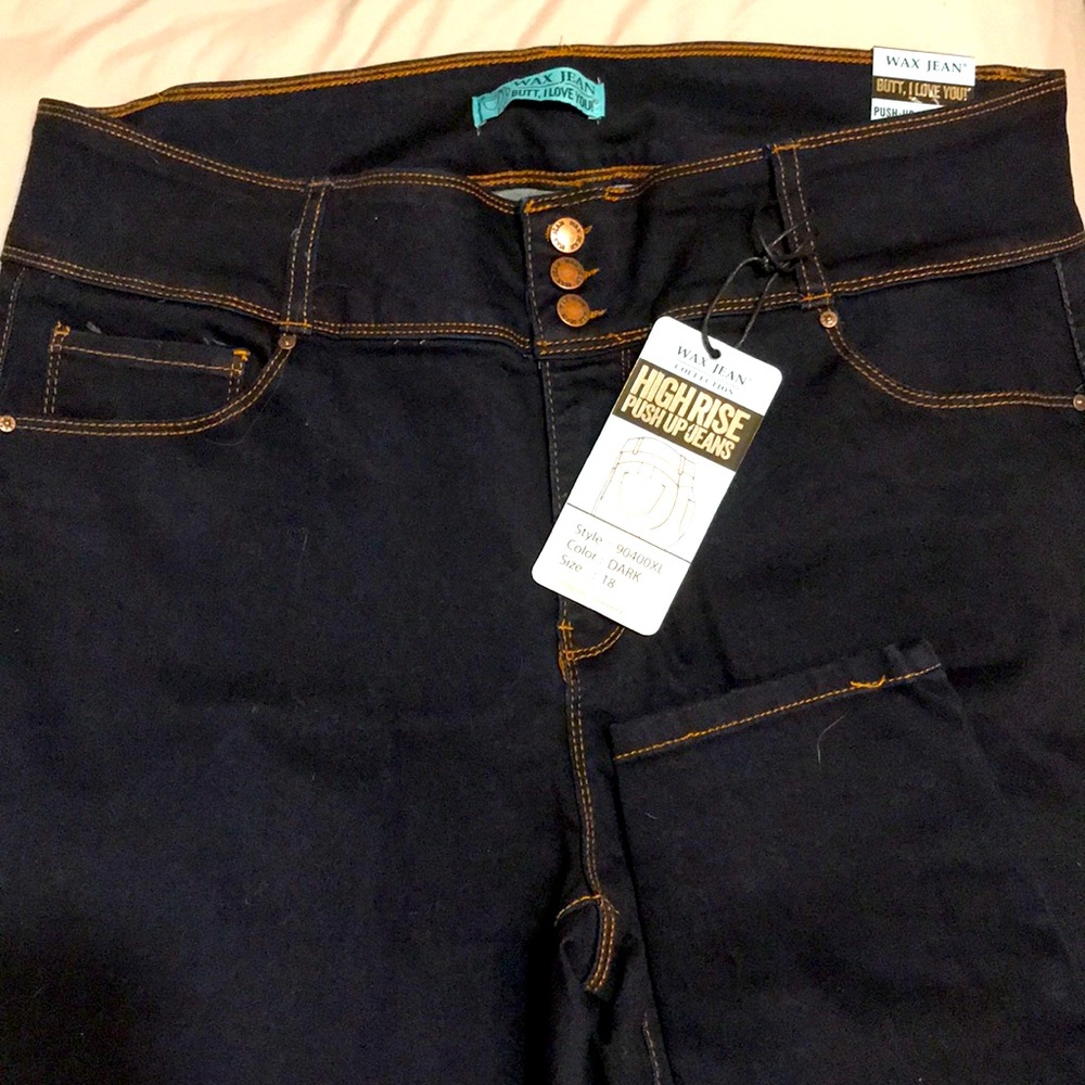 Wax skinny jeans high rise size 18 BUTT I LOVE YOU